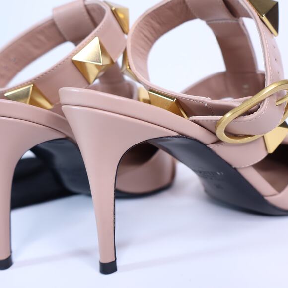 VALENTINO Roman Stud Leather Heeled Sandal Blush Pink Pointed Toe Women's 36 - Picture 6 of 10